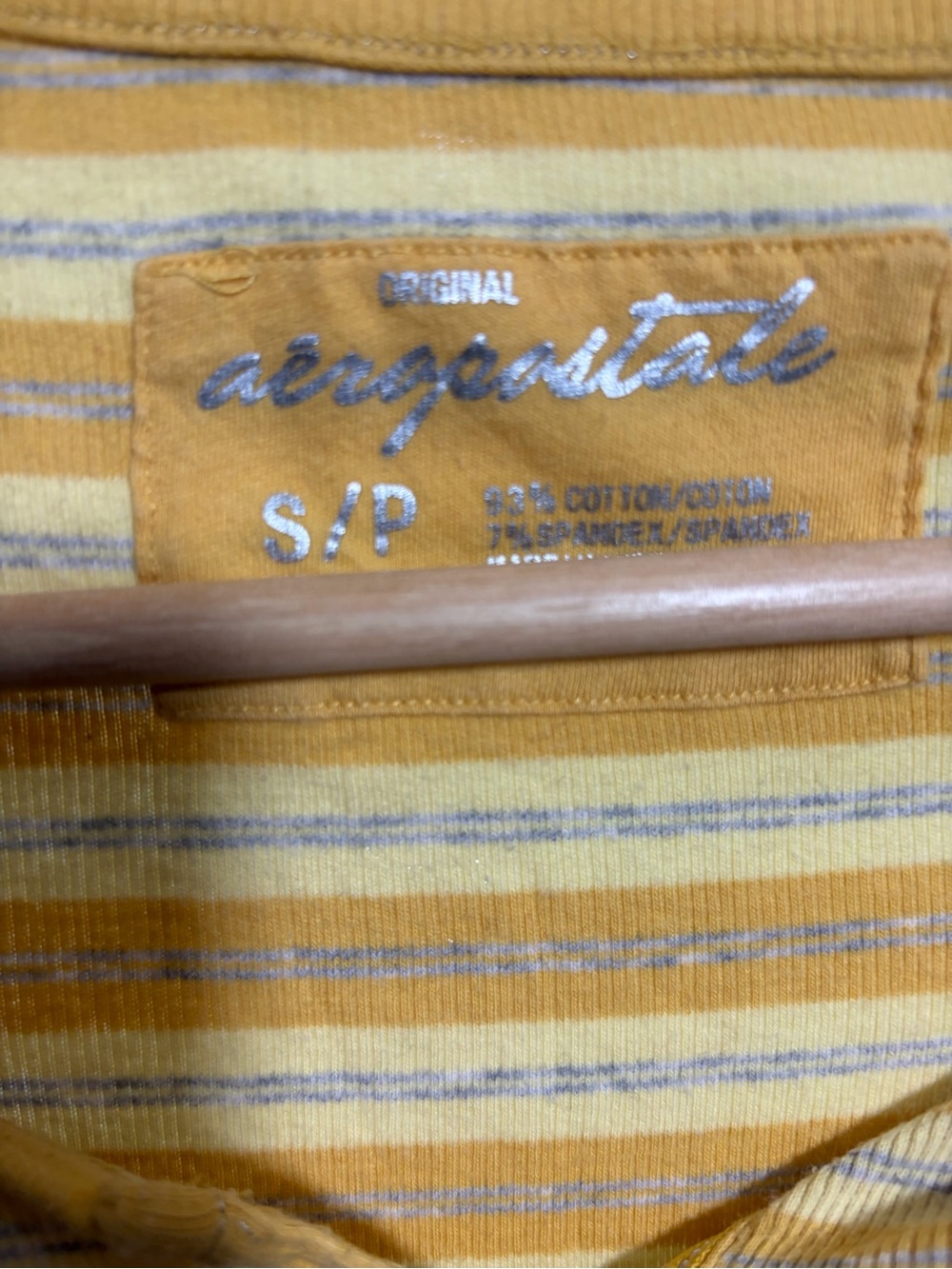 Aeropostale Yellow Striped Henley Scoop-Neck Top - Picture 3 of 4